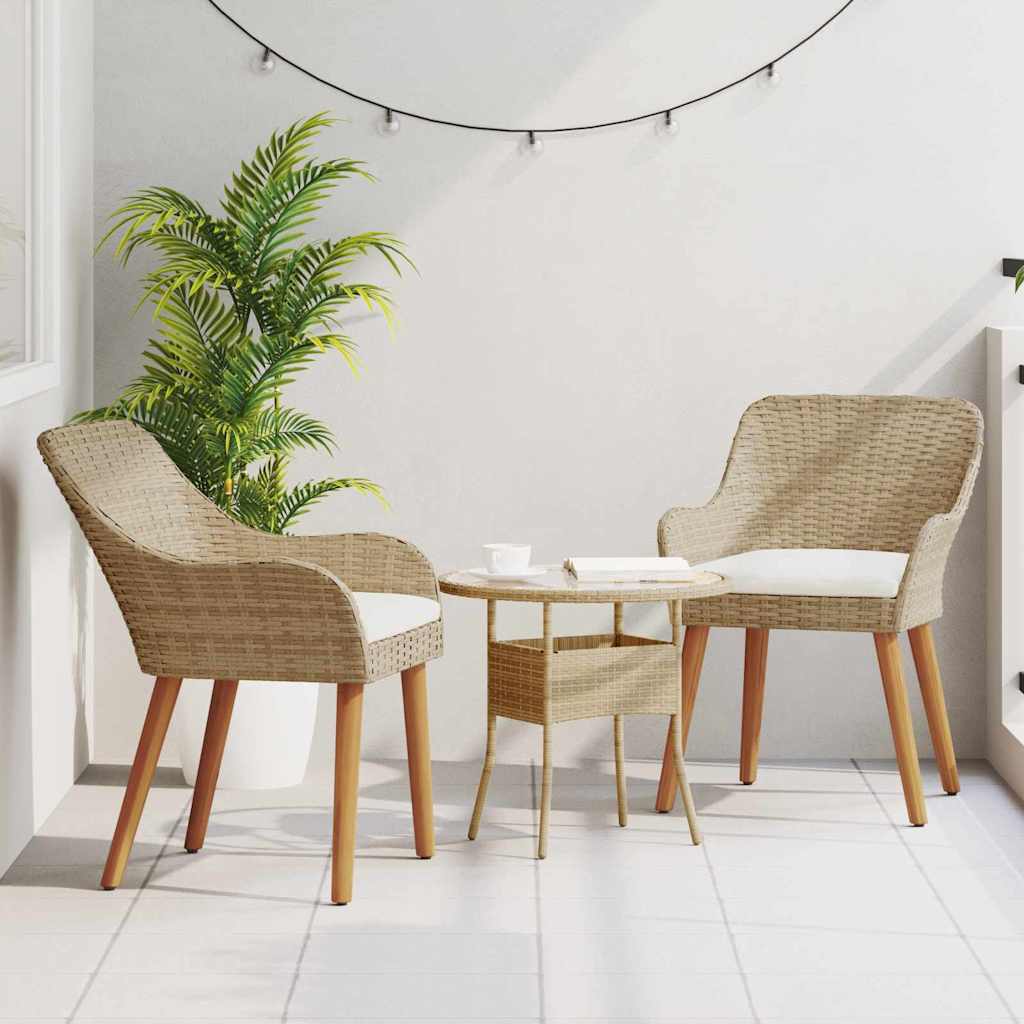 vidaXL Krzesło Ogrodowe 2 pcs Beżowy 62,5 x 55 x 82 cm polirattan