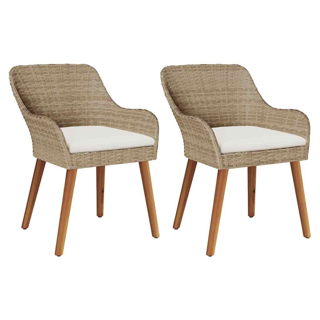 vidaXL Krzesło Ogrodowe 2 pcs Beżowy 62,5 x 55 x 82 cm polirattan