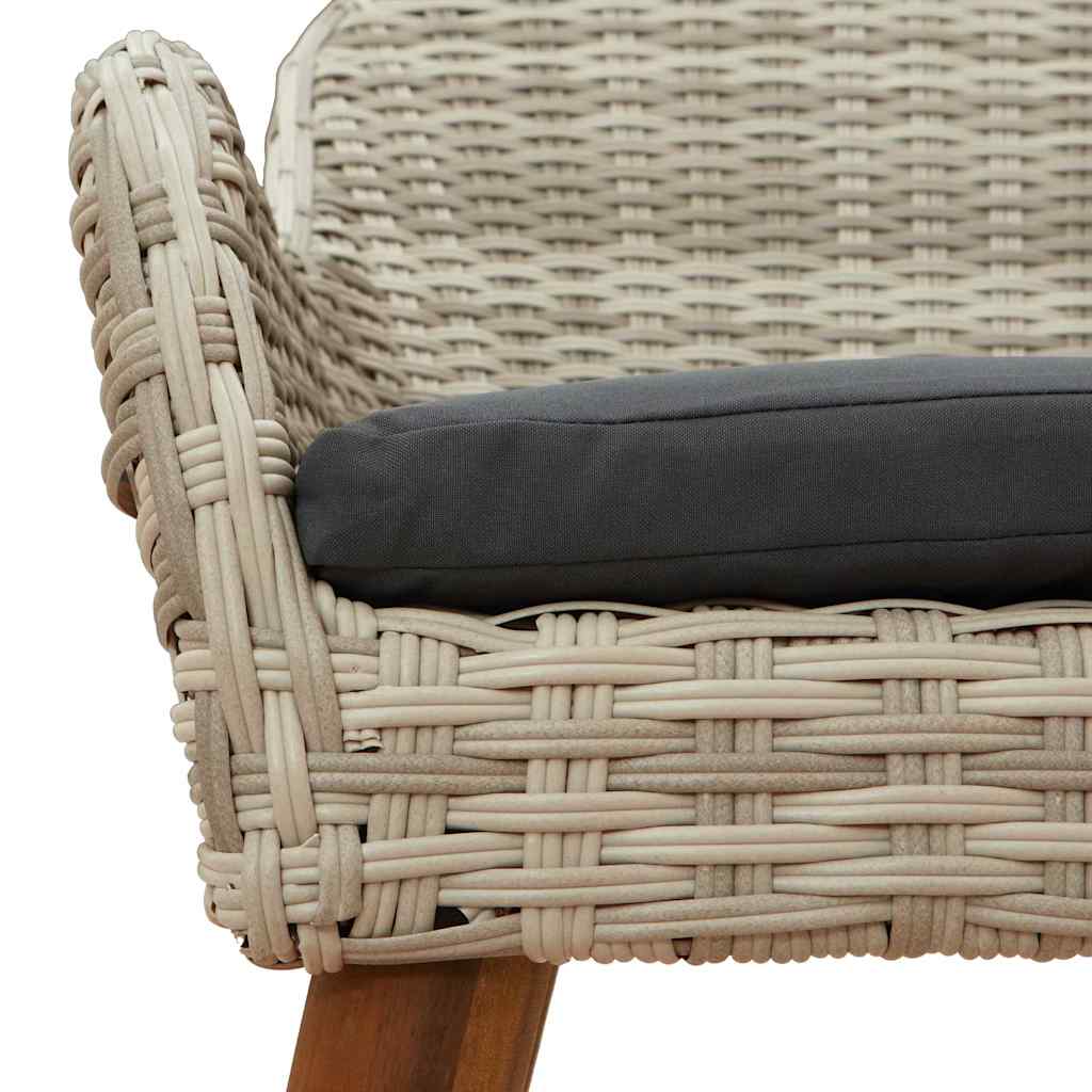 vidaXL Krzesło Ogrodowe 2 pcs Jasnoszary 62,5 x 55 x 82 cm polirattan