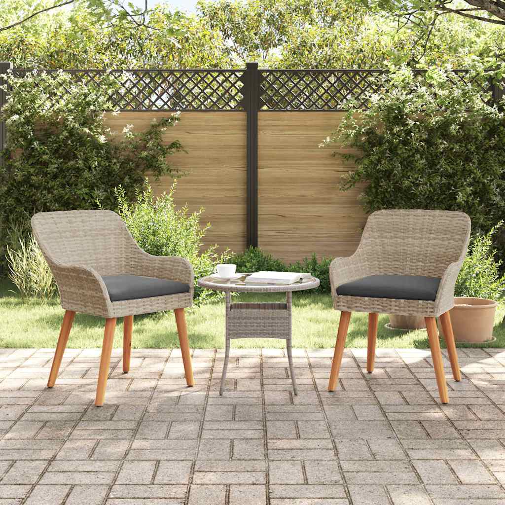 vidaXL Krzesło Ogrodowe 2 pcs Jasnoszary 62,5 x 55 x 82 cm polirattan