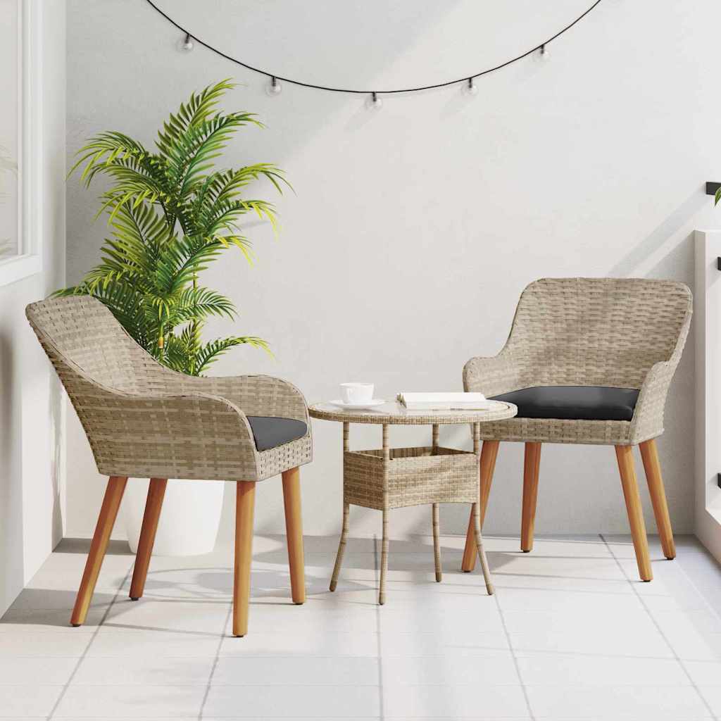 vidaXL Krzesło Ogrodowe 2 pcs Jasnoszary 62,5 x 55 x 82 cm polirattan