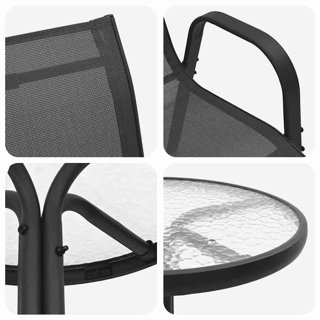 vidaXL Zestaw Bistro Ogrodowego 3 pcs Czarny Stal