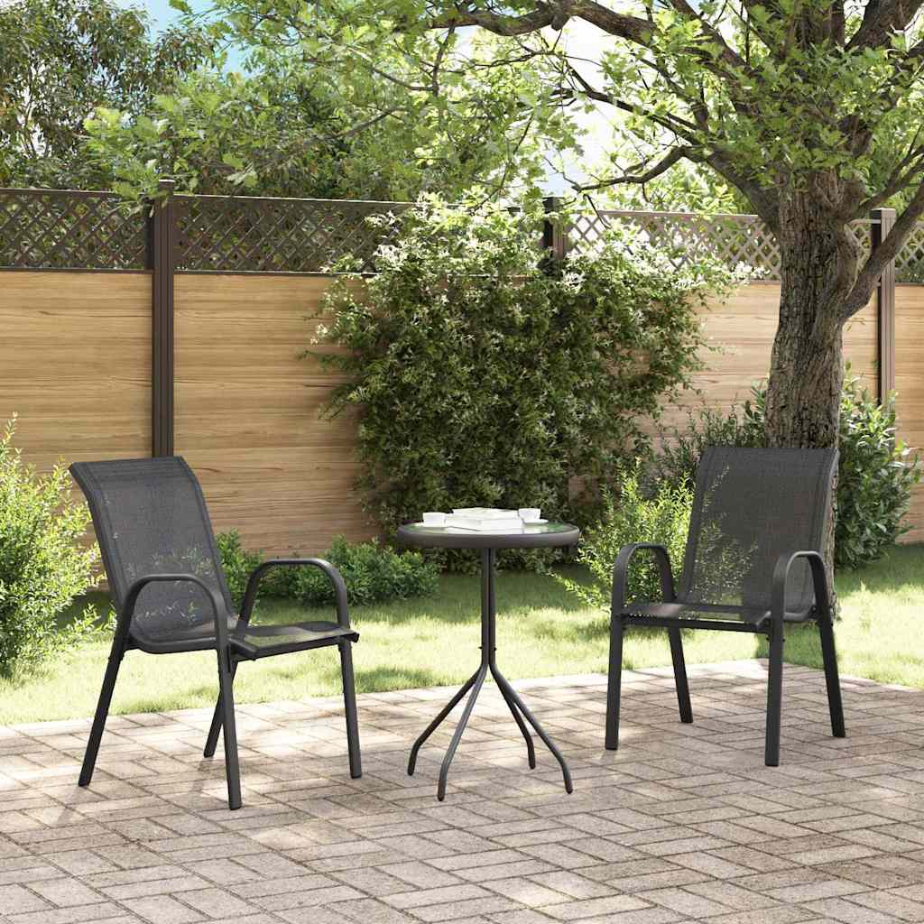 vidaXL Zestaw Bistro Ogrodowego 3 pcs Czarny Stal