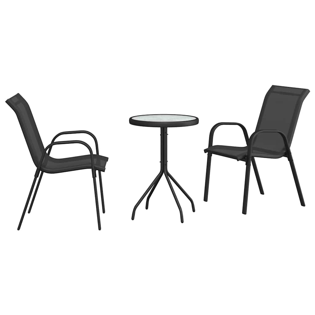 vidaXL Zestaw Bistro Ogrodowego 3 pcs Czarny Stal