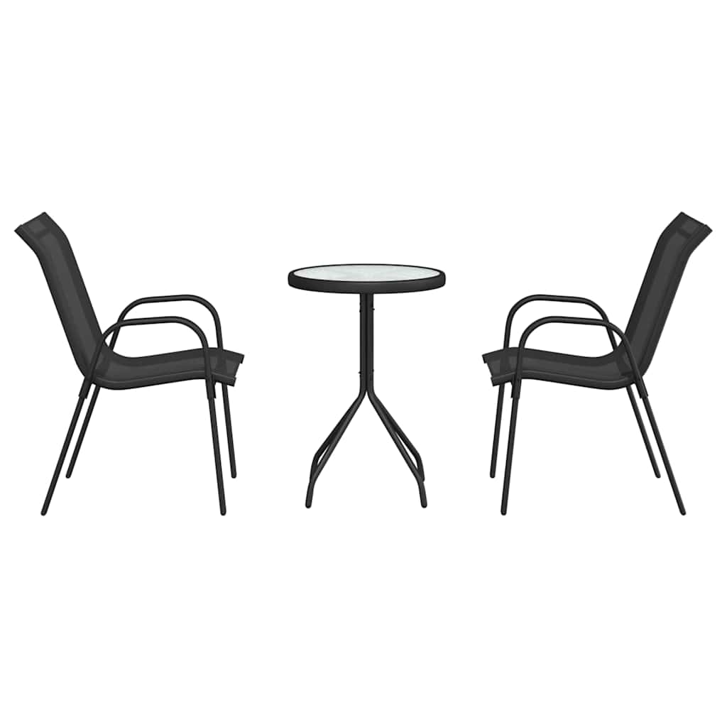 vidaXL Zestaw Bistro Ogrodowego 3 pcs Czarny Stal