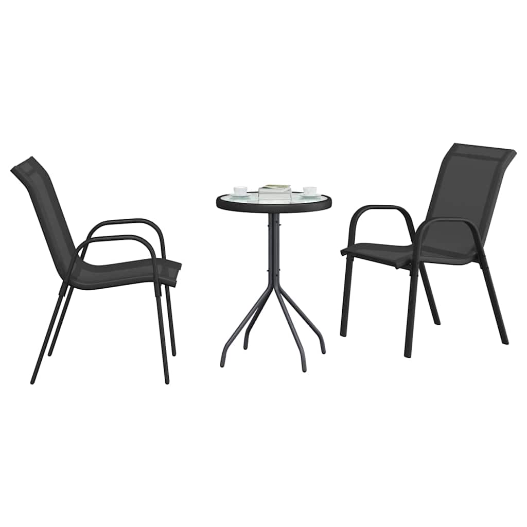 vidaXL Zestaw Bistro Ogrodowego 3 pcs Czarny Stal