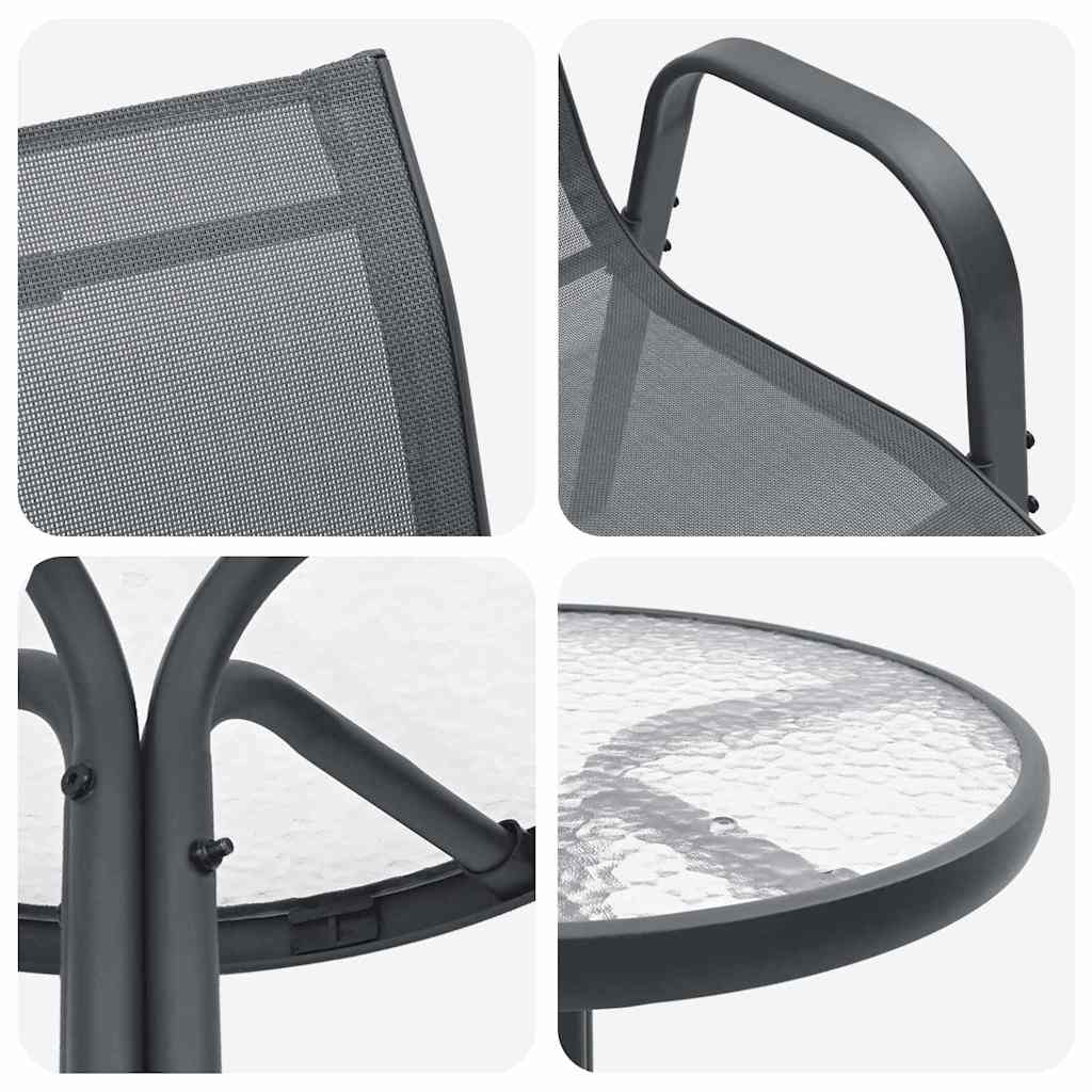 vidaXL Zestaw Bistro Ogrodowego 3 pcs Szary Stal