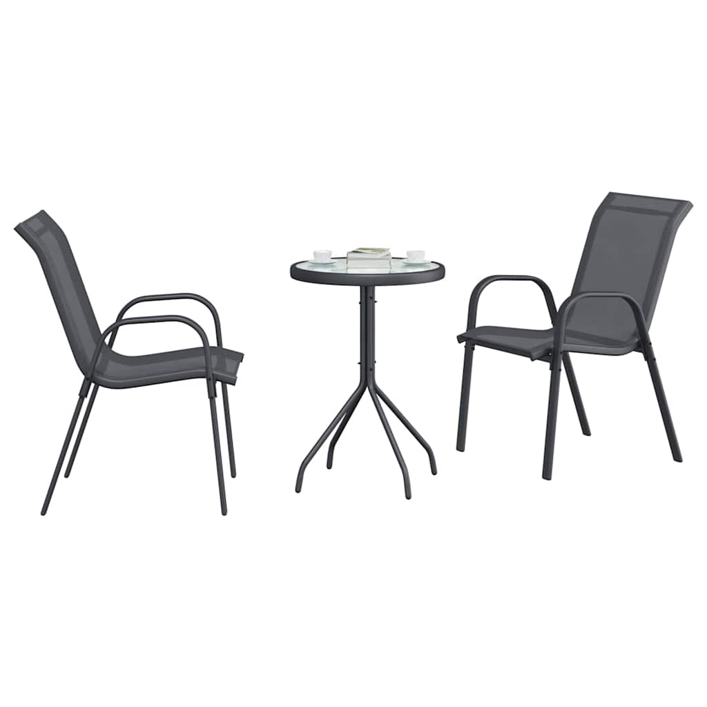 vidaXL Zestaw Bistro Ogrodowego 3 pcs Szary Stal