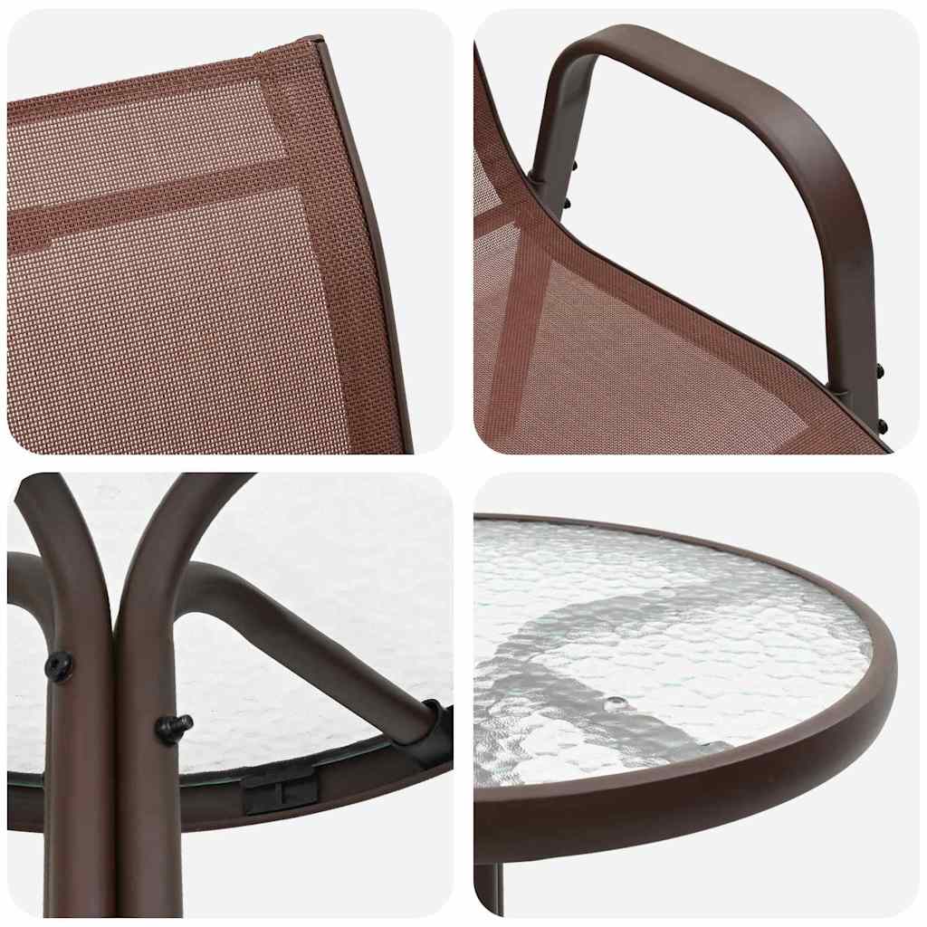 vidaXL Zestaw Bistro Ogrodowego 3 pcs Brązowy Stal