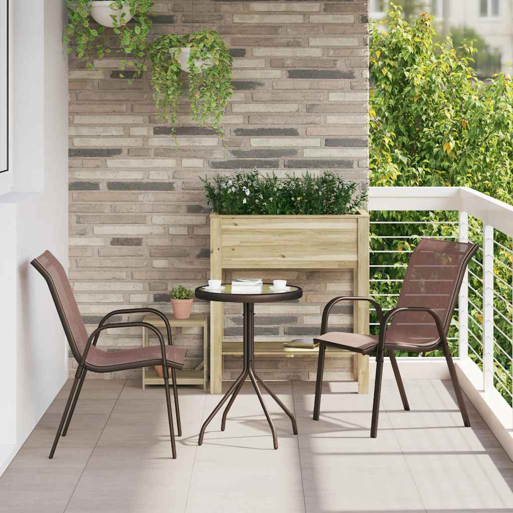 vidaXL Zestaw Bistro Ogrodowego 3 pcs Brązowy Stal