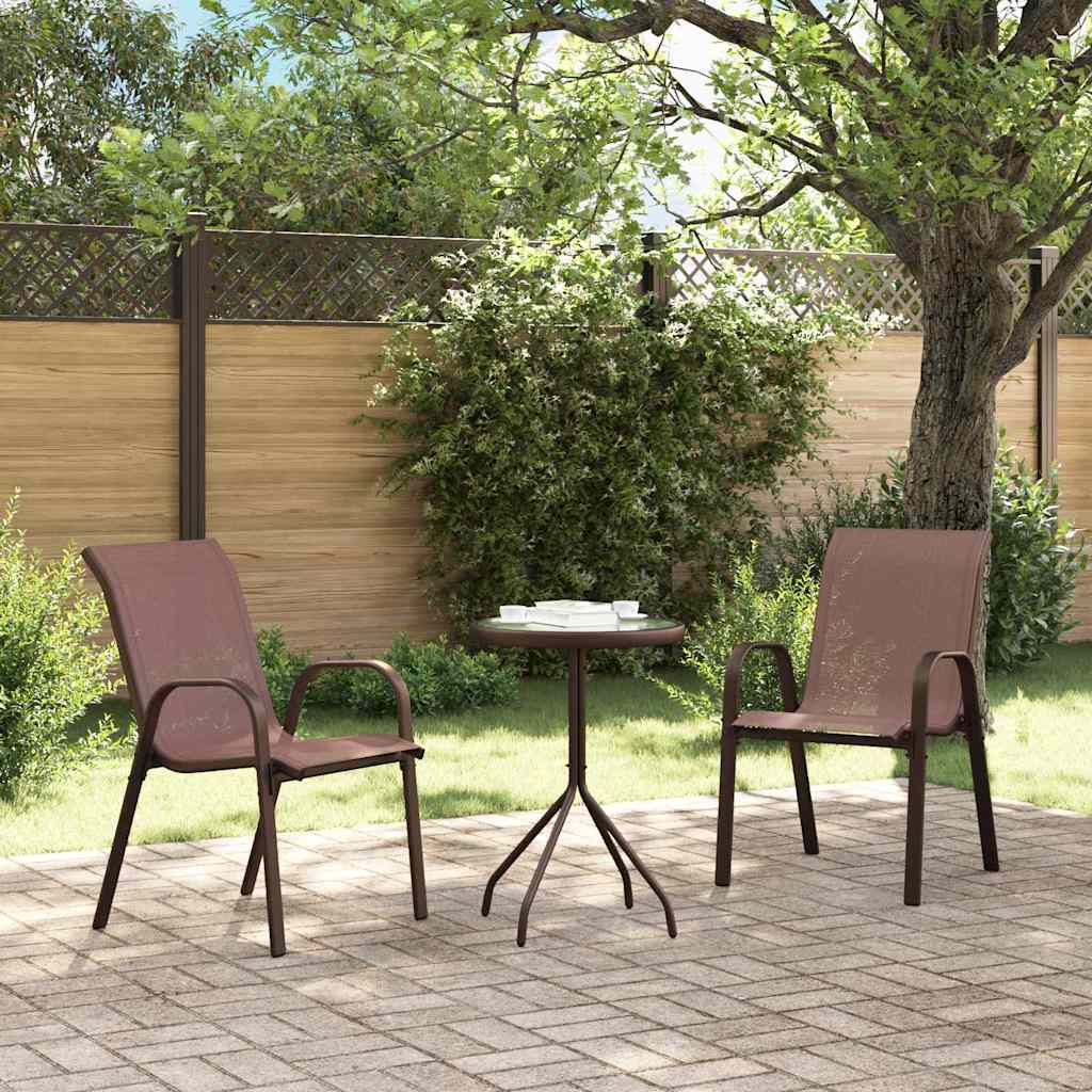 vidaXL Zestaw Bistro Ogrodowego 3 pcs Brązowy Stal