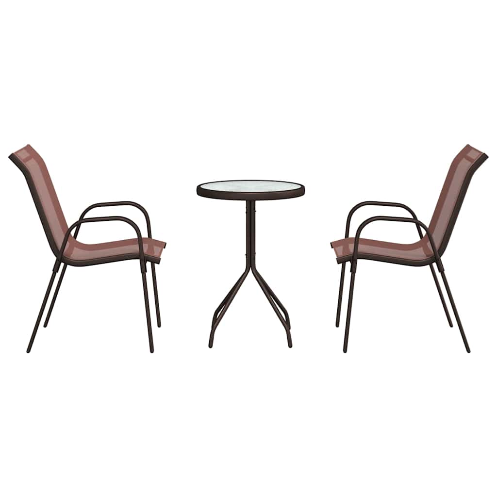 vidaXL Zestaw Bistro Ogrodowego 3 pcs Brązowy Stal