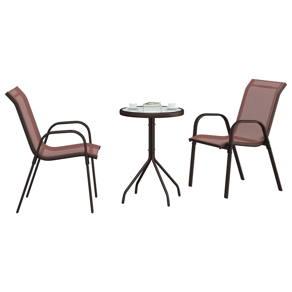 vidaXL Zestaw Bistro Ogrodowego 3 pcs Brązowy Stal