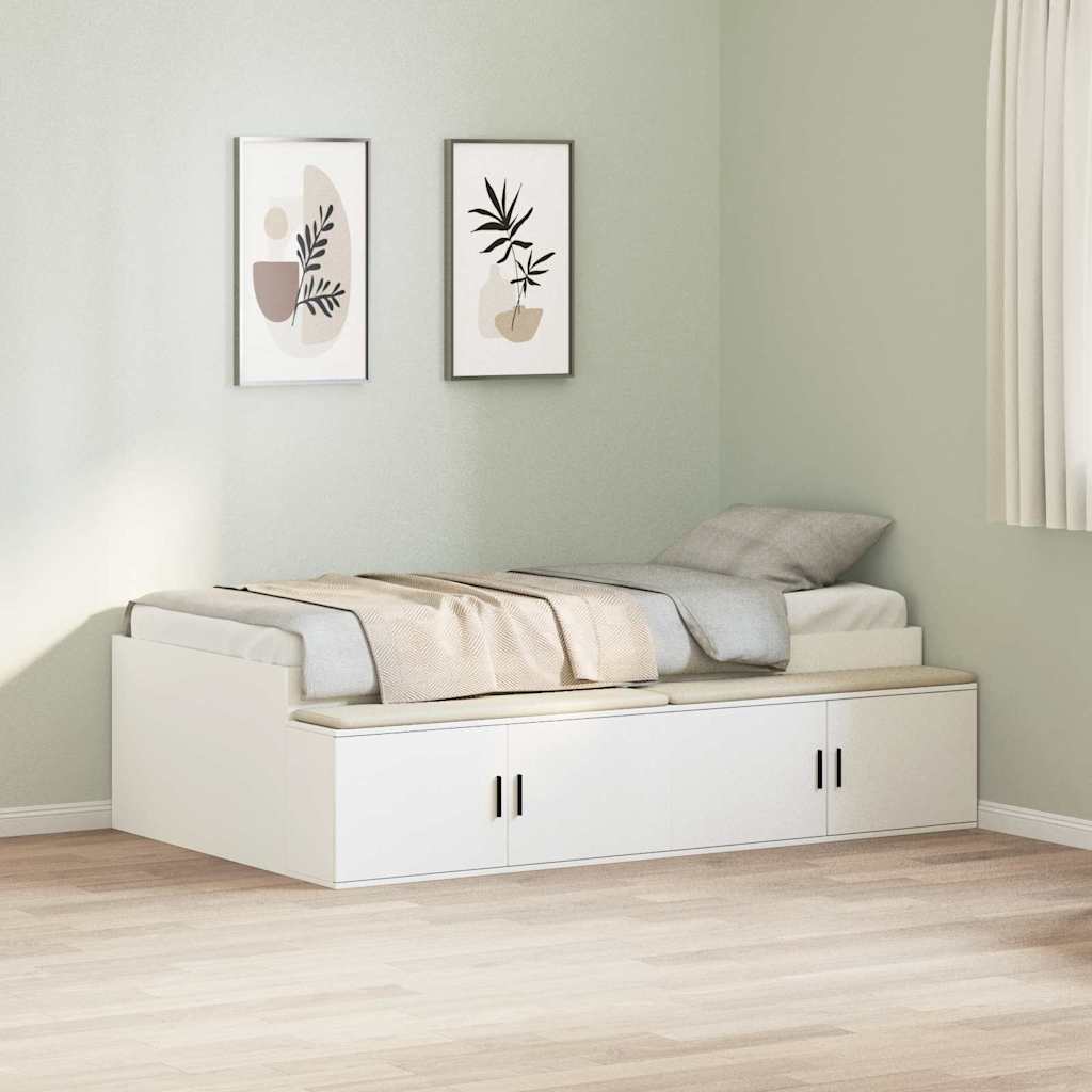 vidaXL Ramka łóżka z szufladą Biały 100 x 200 cm Drewno inżynieryjne
