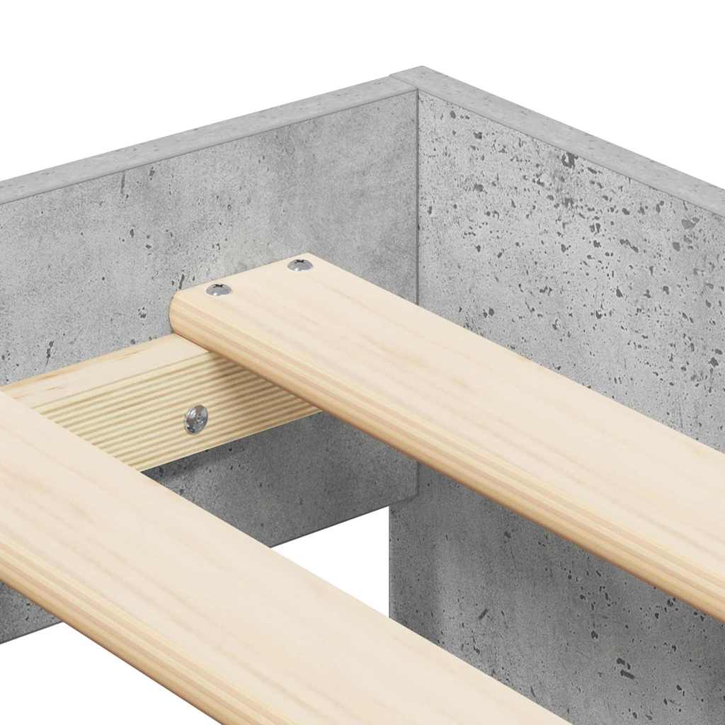 vidaXL Ramka łóżka Betonowy szary 100 x 200 cm Materiał drewnopochodny
