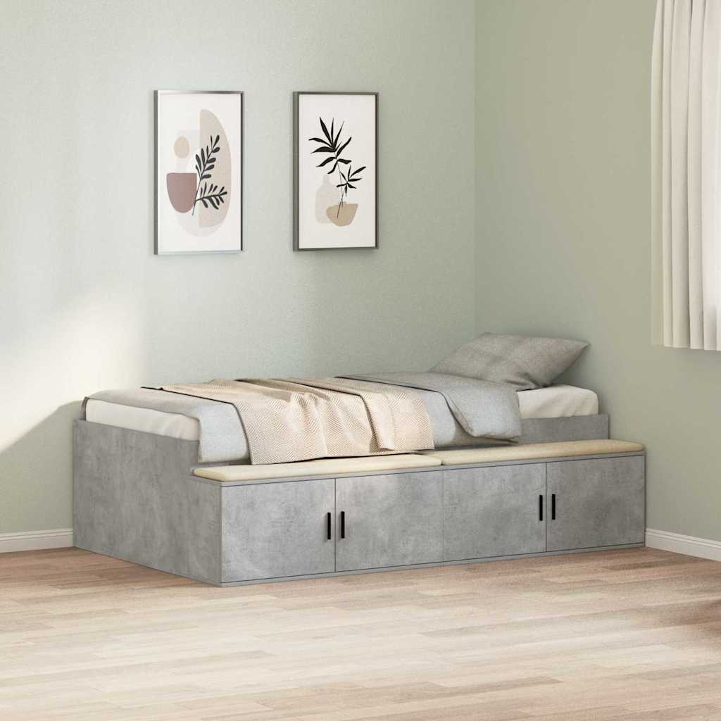 vidaXL Ramka łóżka Betonowy szary 100 x 200 cm Materiał drewnopochodny