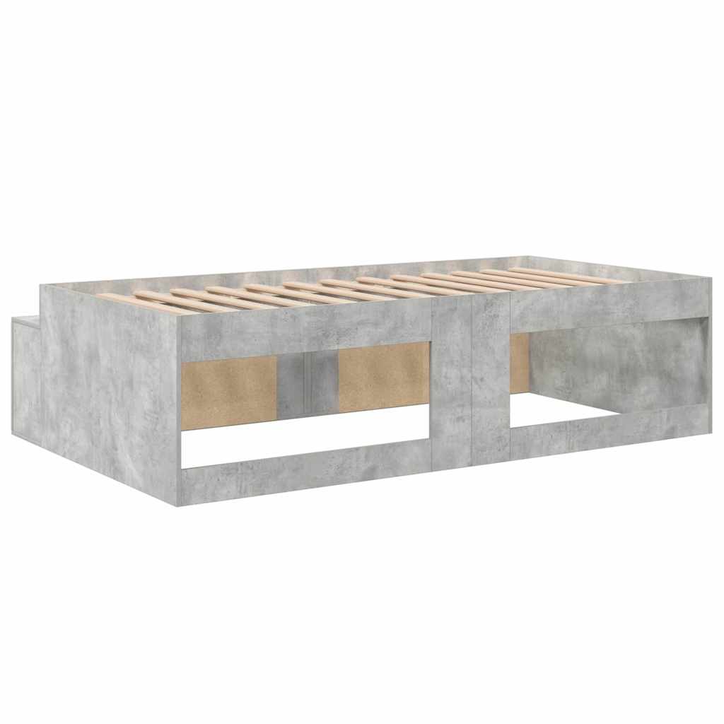 vidaXL Ramka łóżka Betonowy szary 100 x 200 cm Materiał drewnopochodny