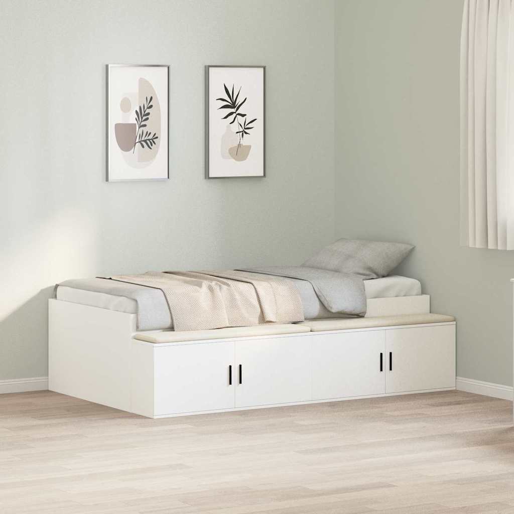 vidaXL Ramka łóżka Biały 90 x 200 cm Materiał drewnopochodny