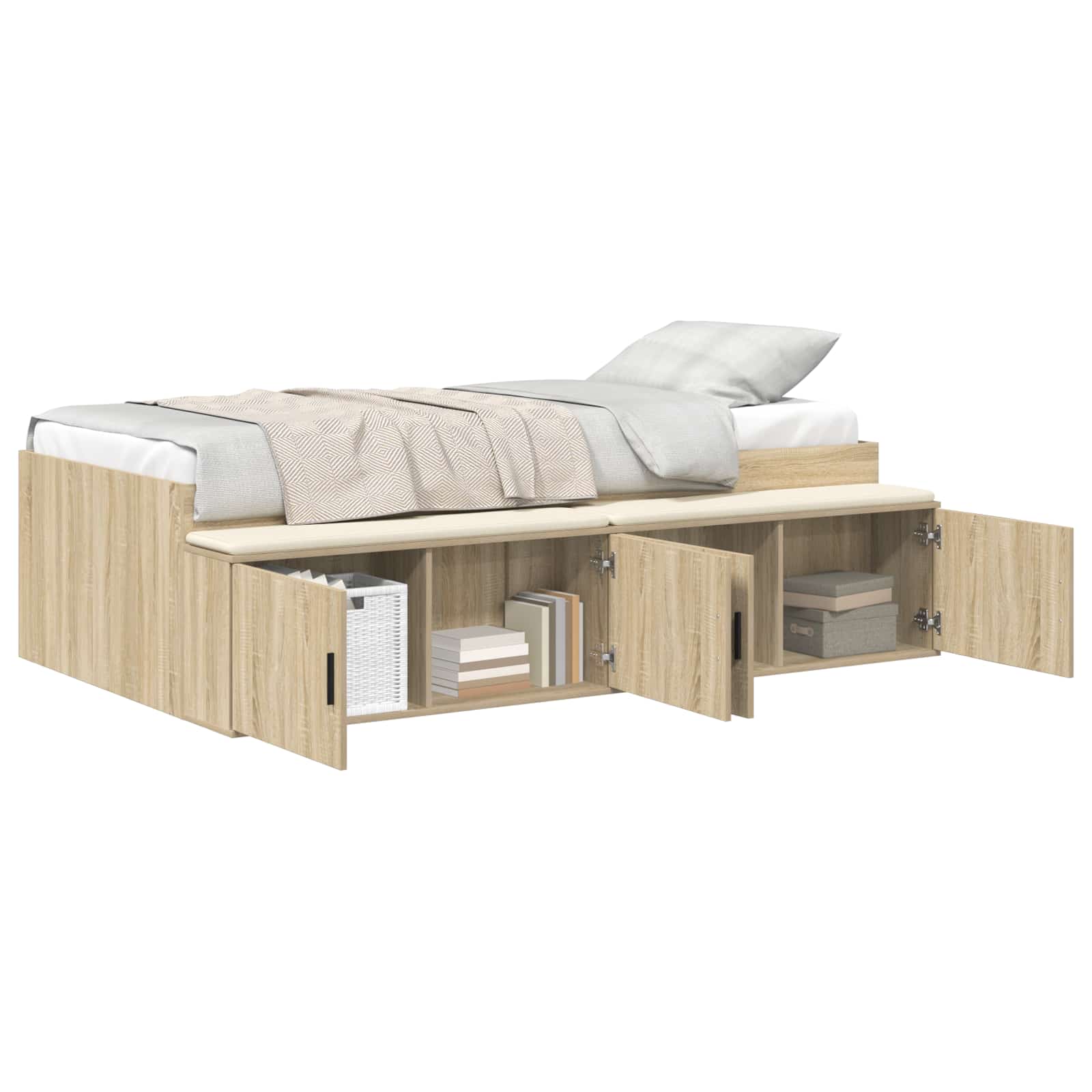 vidaXL Ramka łóżka Dąb Sonoma 90 x 200 cm Materiał drewnopochodny