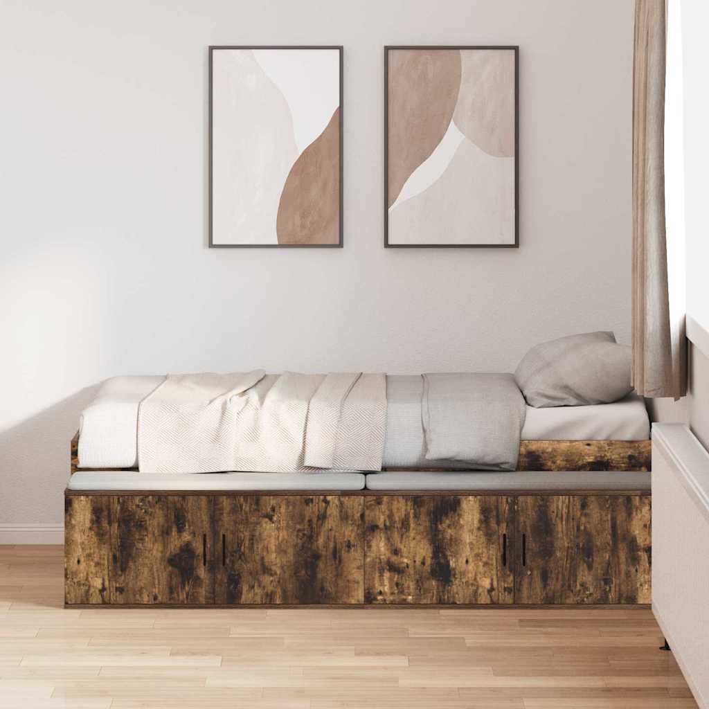 vidaXL Ramka łóżka Dąb wędzony 90 x 200 cm Materiał drewnopochodny