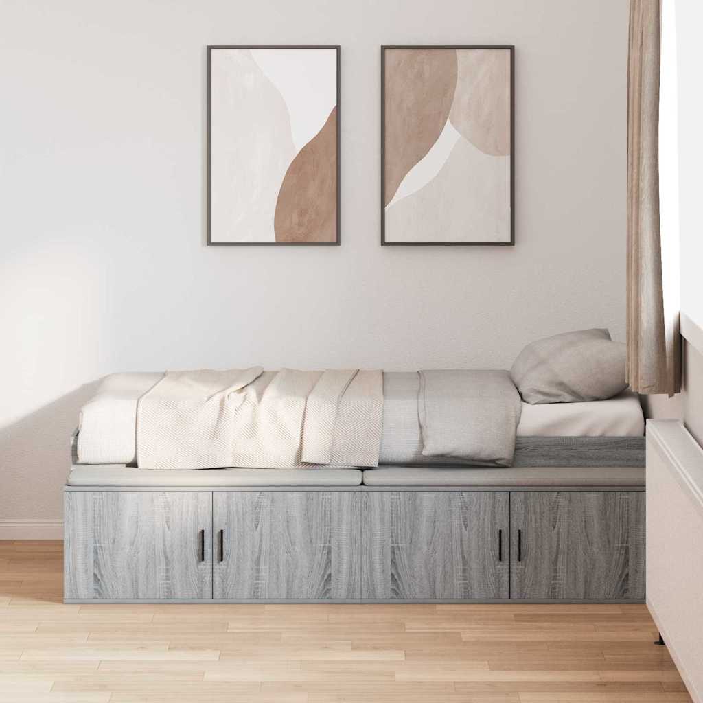 vidaXL Ramka łóżka Szary Sonoma 90 x 200 cm Materiał drewnopochodny