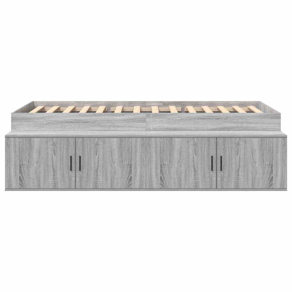 vidaXL Ramka łóżka Szary Sonoma 90 x 200 cm Materiał drewnopochodny