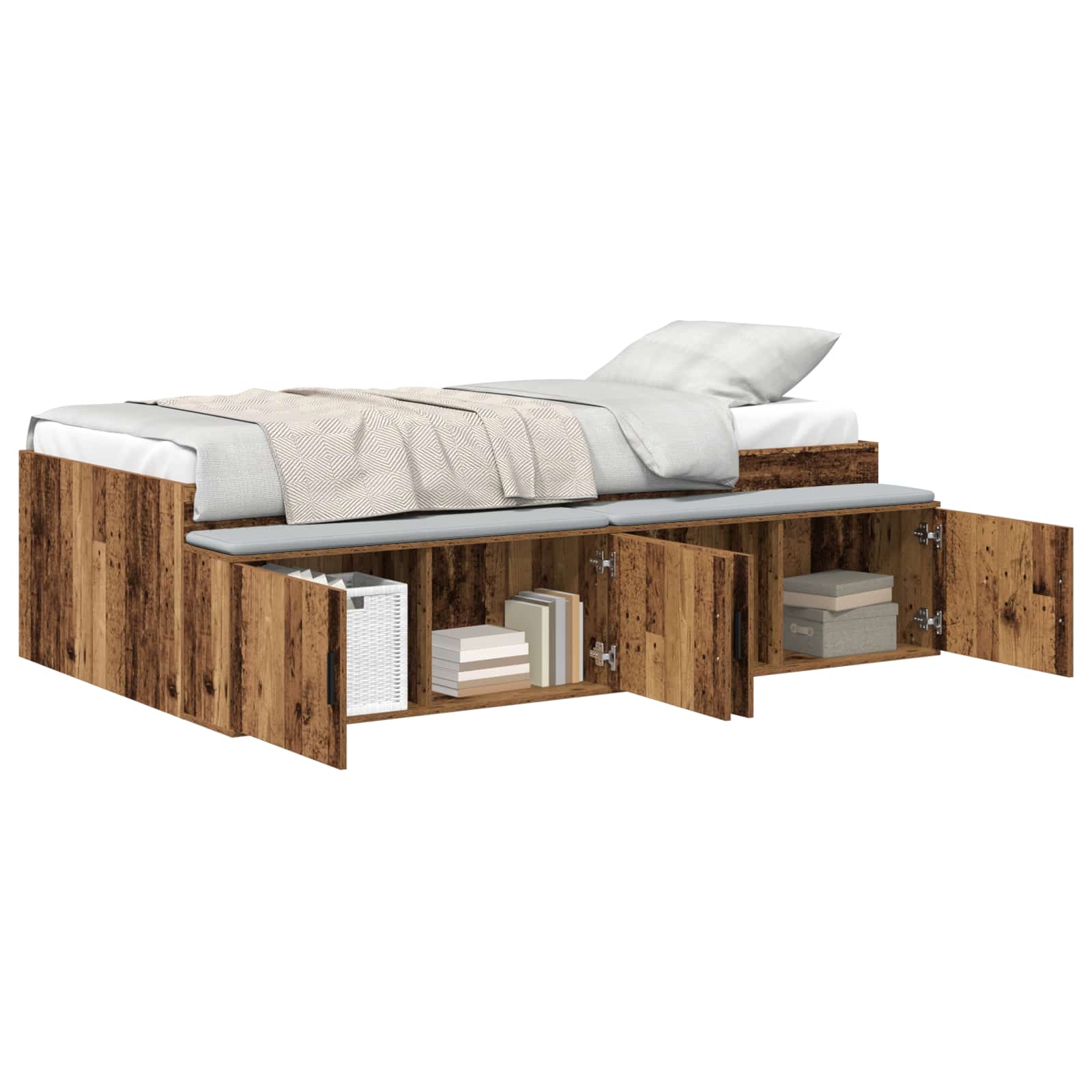 vidaXL Ramka łóżka Stare drewno 90 x 200 cm Materiał drewnopochodny