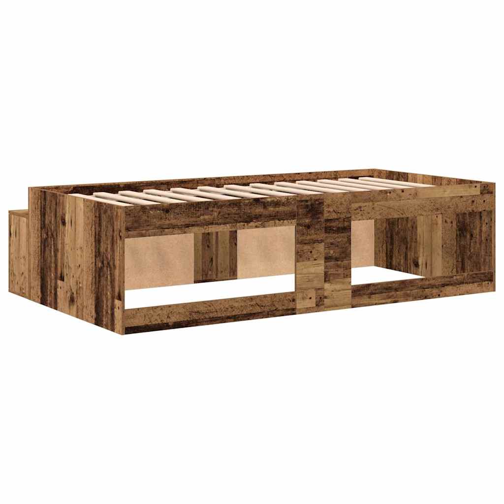 vidaXL Ramka łóżka Stare drewno 90 x 200 cm Materiał drewnopochodny