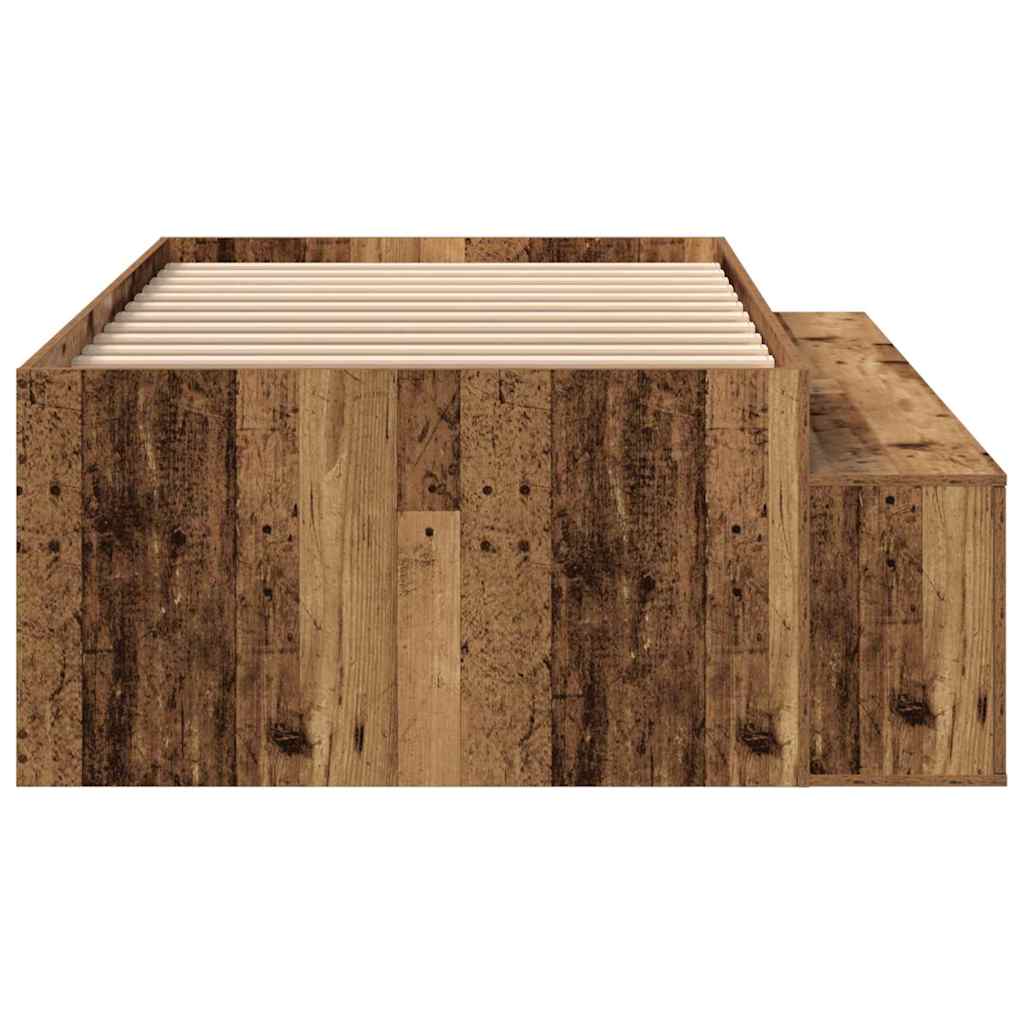 vidaXL Ramka łóżka Stare drewno 90 x 200 cm Materiał drewnopochodny
