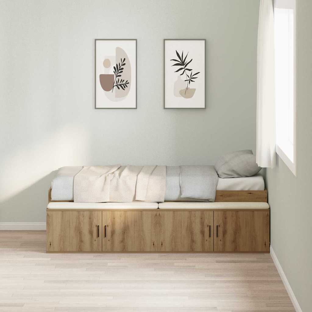 vidaXL Ramka łóżka z szufladą Dąb rzemieślniczy 90 x 200 cm
