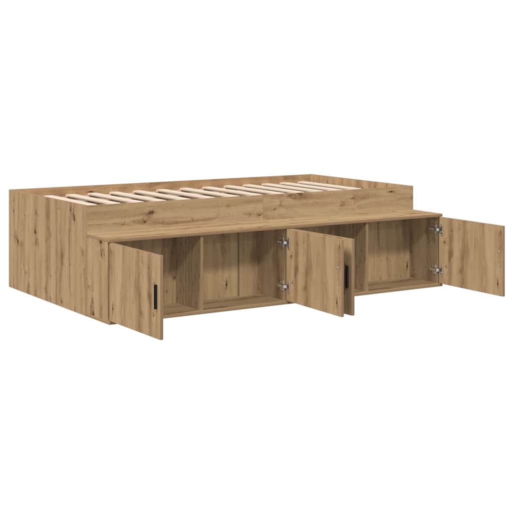 vidaXL Ramka łóżka z szufladą Dąb rzemieślniczy 90 x 200 cm