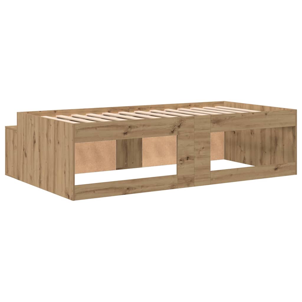 vidaXL Ramka łóżka z szufladą Dąb rzemieślniczy 90 x 200 cm