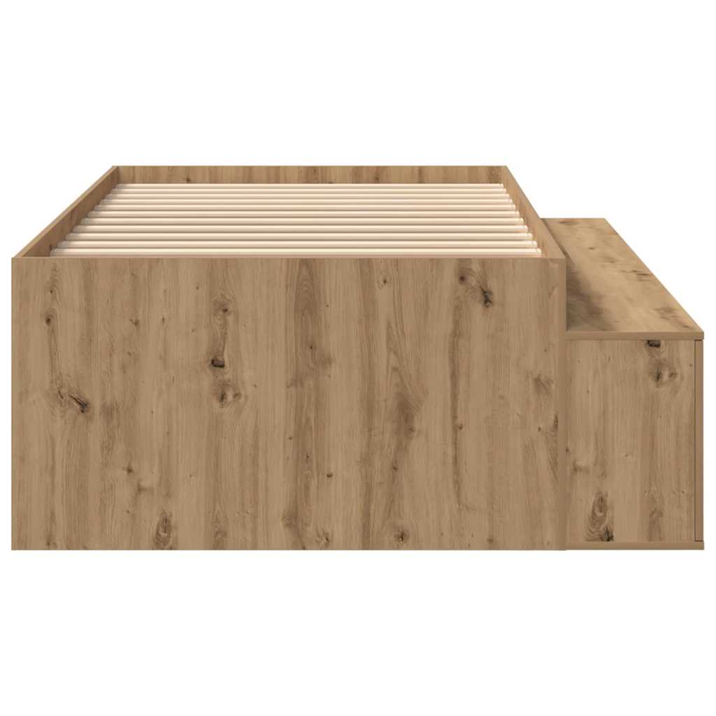 vidaXL Ramka łóżka z szufladą Dąb rzemieślniczy 90 x 200 cm