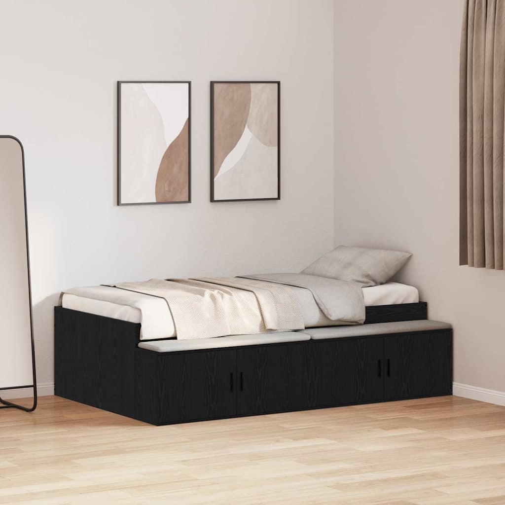 vidaXL Ramka łóżka Czarny Dąb 80 x 200 cm Materiał drewnopochodny