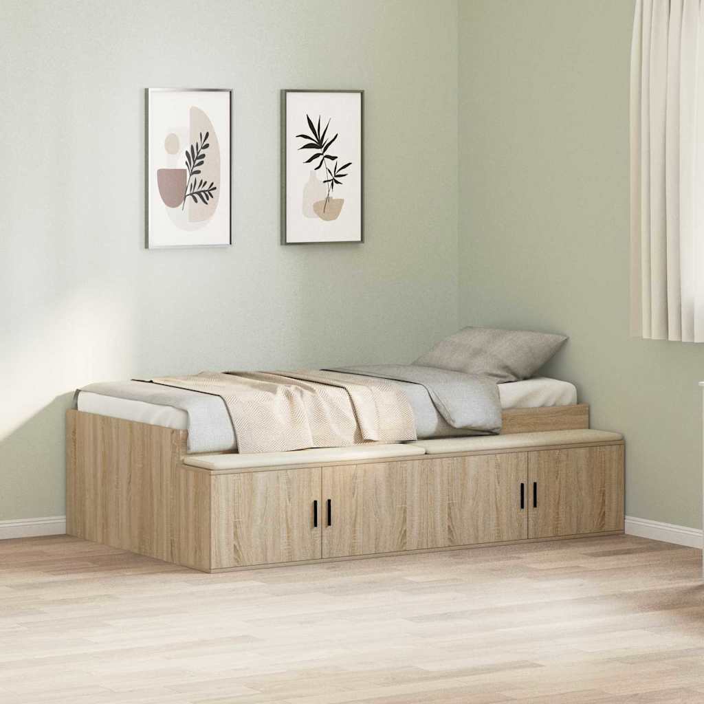 vidaXL Ramka łóżka Dąb Sonoma 80 x 200 cm Materiał drewnopochodny