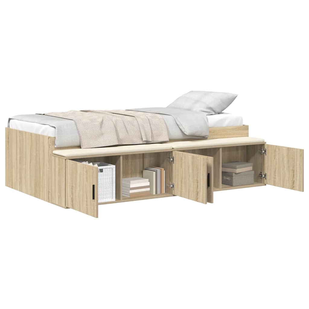 vidaXL Ramka łóżka Dąb Sonoma 80 x 200 cm Materiał drewnopochodny