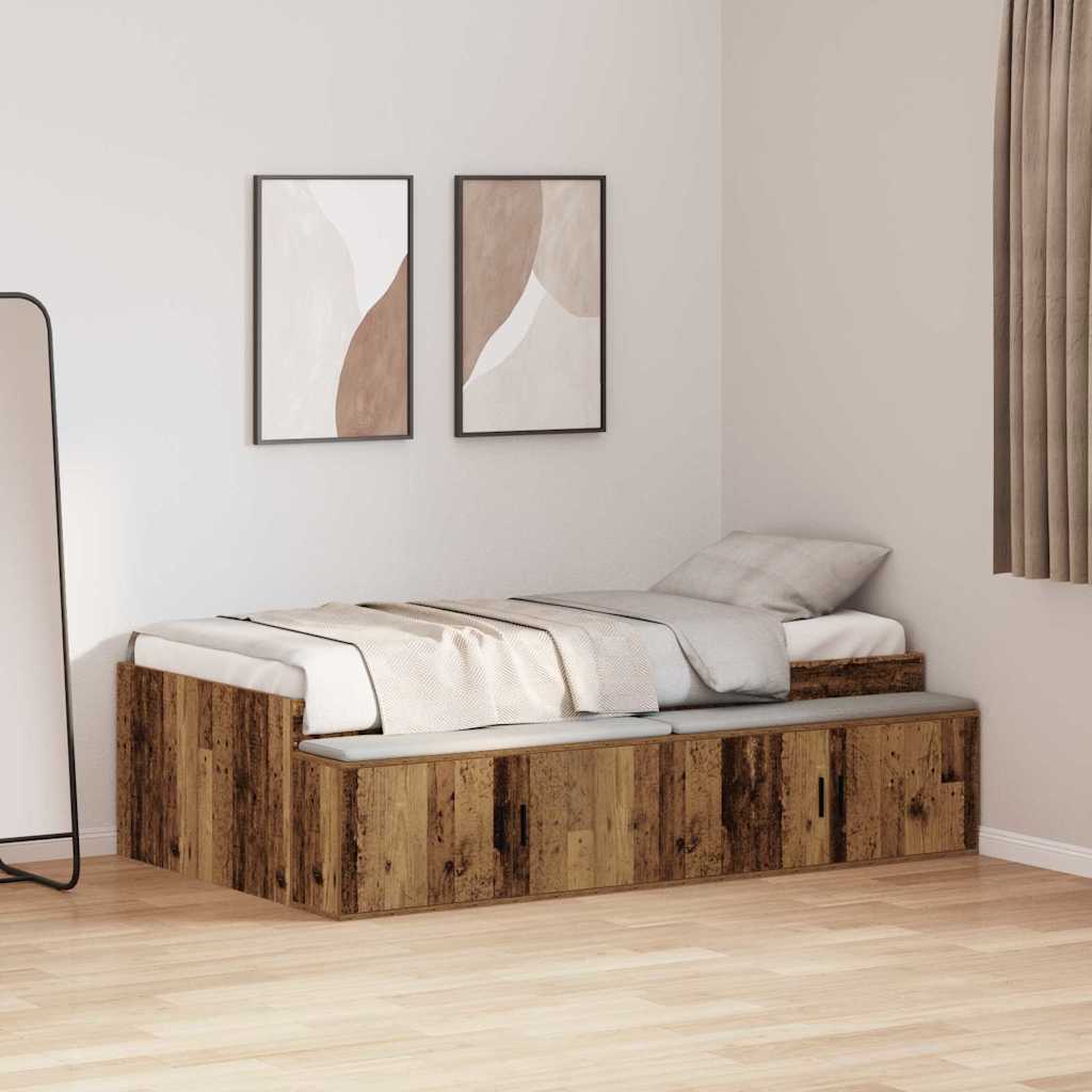 vidaXL Ramka łóżka Stare drewno 80 x 200 cm Materiał drewnopochodny