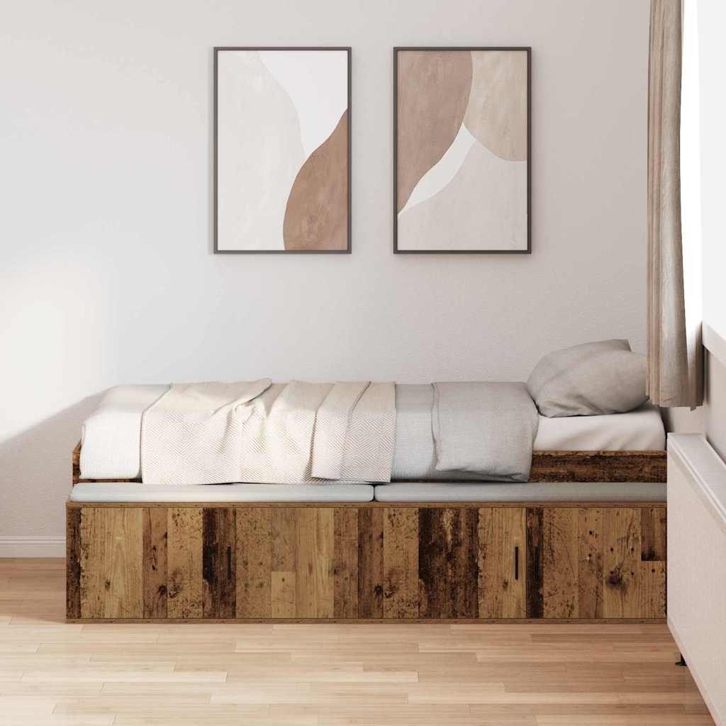 vidaXL Ramka łóżka Stare drewno 80 x 200 cm Materiał drewnopochodny