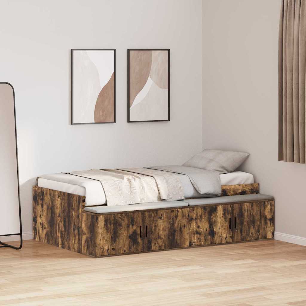 vidaXL Ramka łóżka Dąb wędzony 90 x 190 cm Materiał drewnopochodny