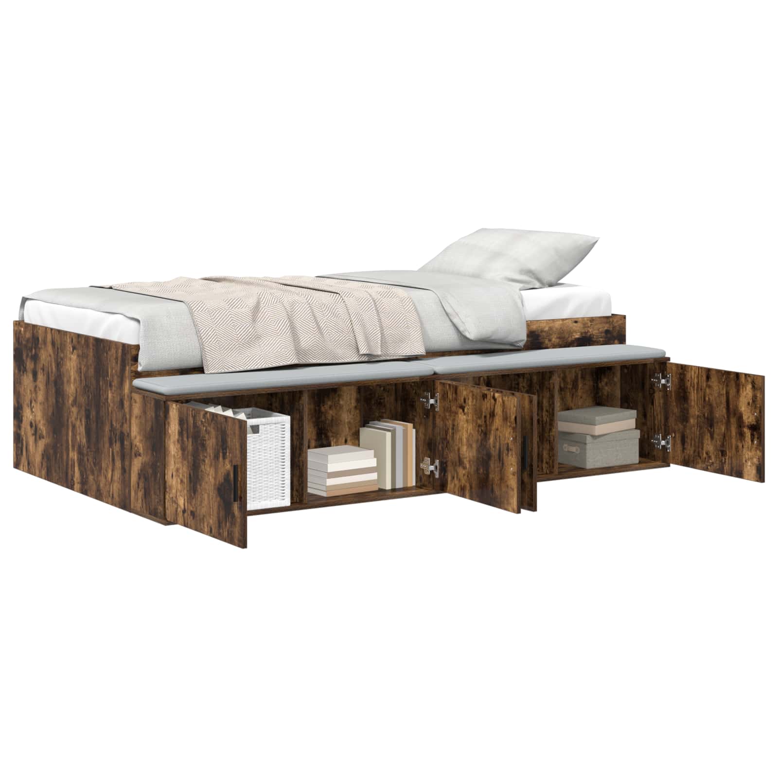 vidaXL Ramka łóżka Dąb wędzony 90 x 190 cm Materiał drewnopochodny