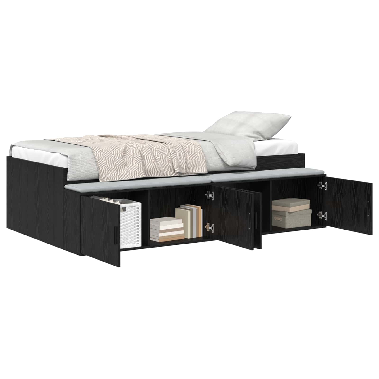 vidaXL Ramka łóżka Czarny Dąb 70 x 190 cm Materiał drewnopochodny