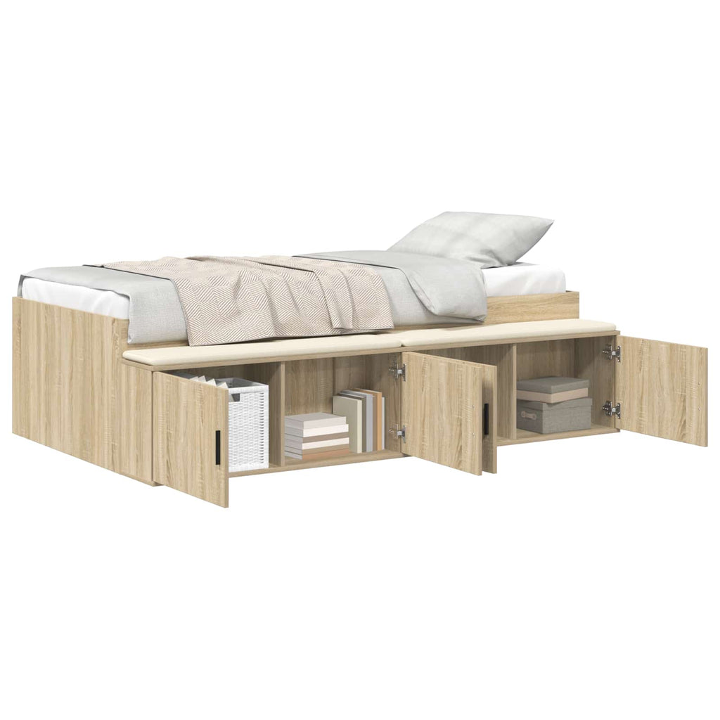 vidaXL Ramka łóżka Dąb Sonoma 70 x 190 cm Materiał drewnopochodny