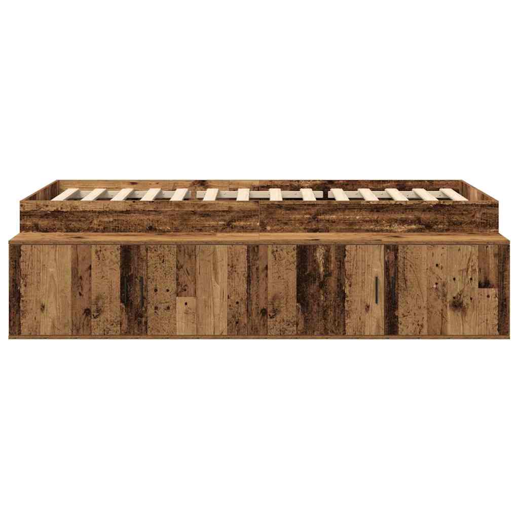 vidaXL Ramka łóżka Stare drewno 70 x 190 cm Materiał drewnopochodny