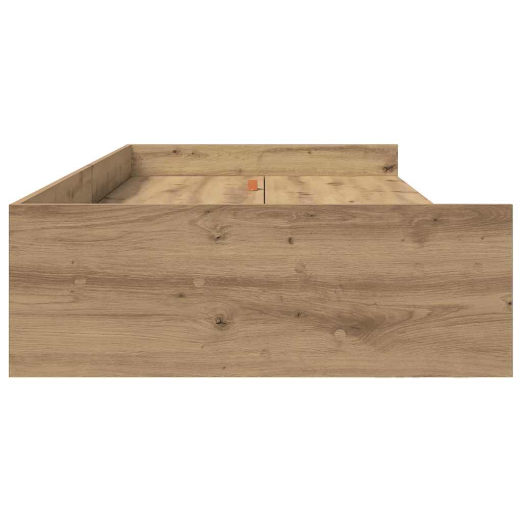 vidaXL Ramka łóżka Z zagłówkiem Dąb rzemieślniczy 98,5 x 200 cm