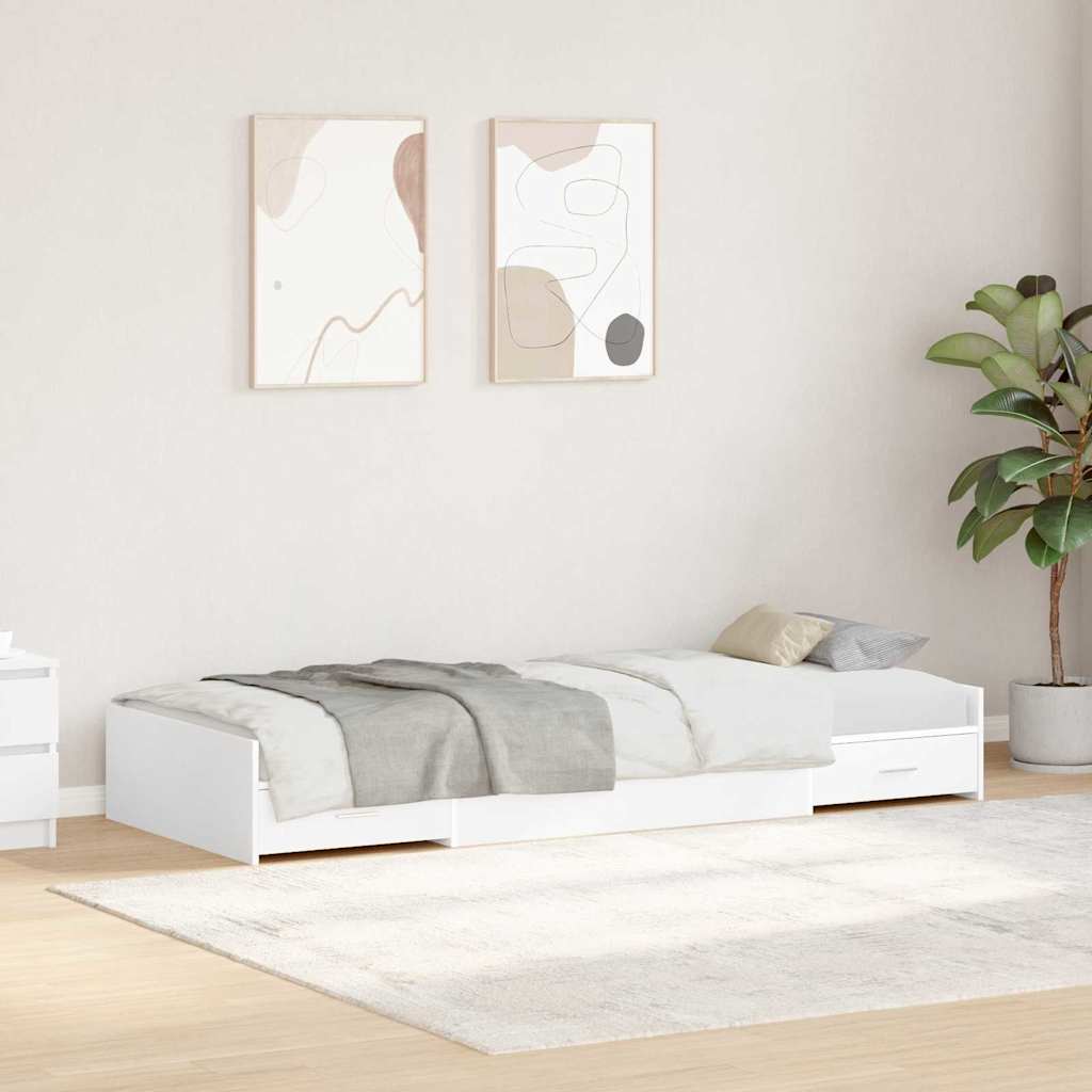 vidaXL Ramka łóżka Biały 90 x 200 cm Materiał drewnopochodny