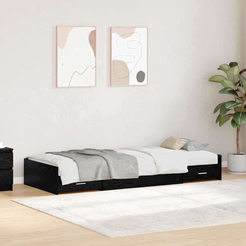vidaXL Ramka łóżka Czarny Dąb 90 x 200 cm Materiał drewnopochodny