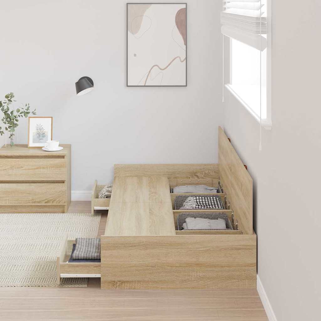 vidaXL Ramka łóżka Dąb Sonoma 90 x 200 cm Materiał drewnopochodny