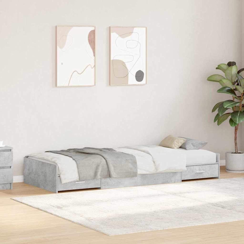 vidaXL Ramka łóżka Betonowy szary 90 x 200 cm Materiał drewnopochodny
