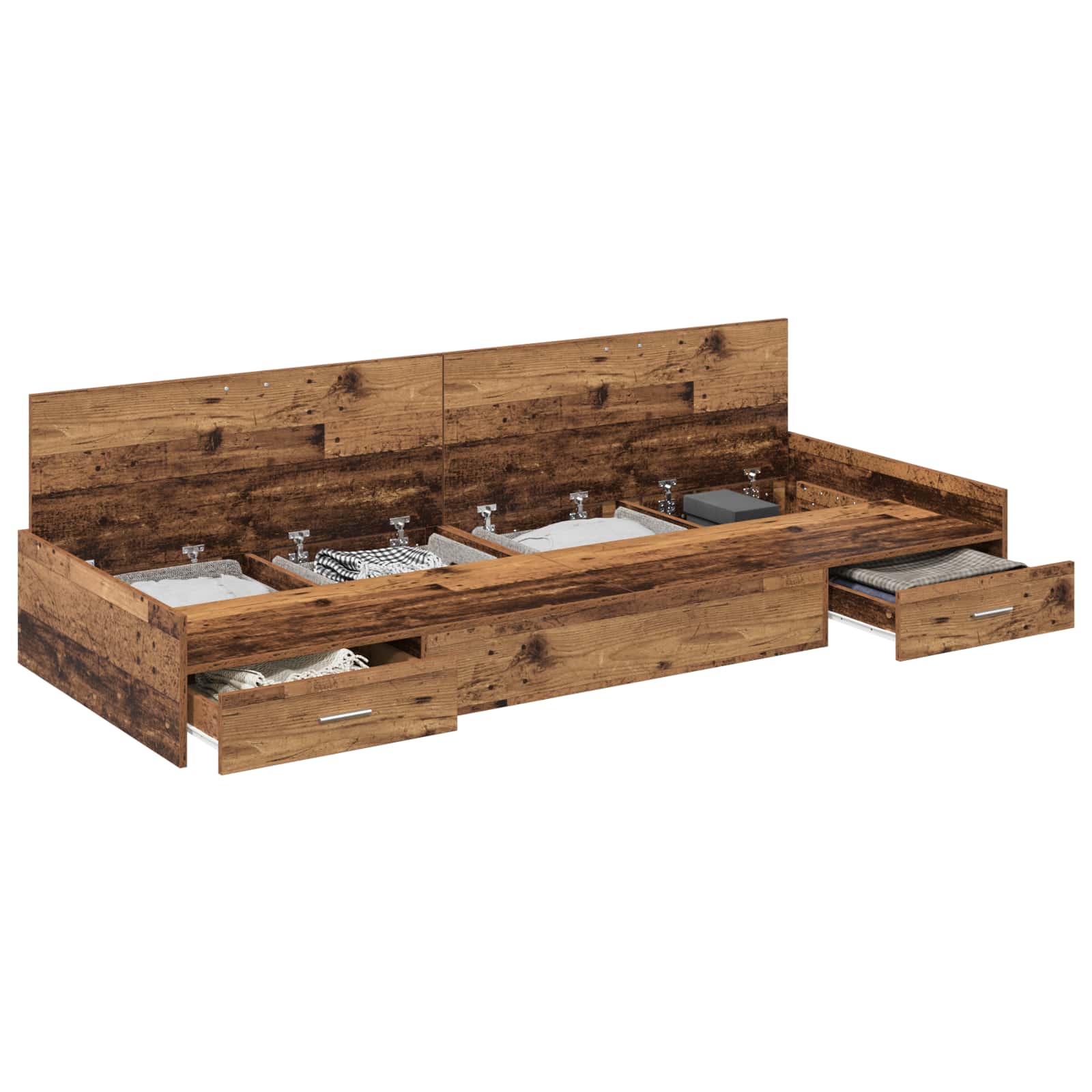 vidaXL Ramka łóżka Stare drewno 90 x 200 cm Materiał drewnopochodny