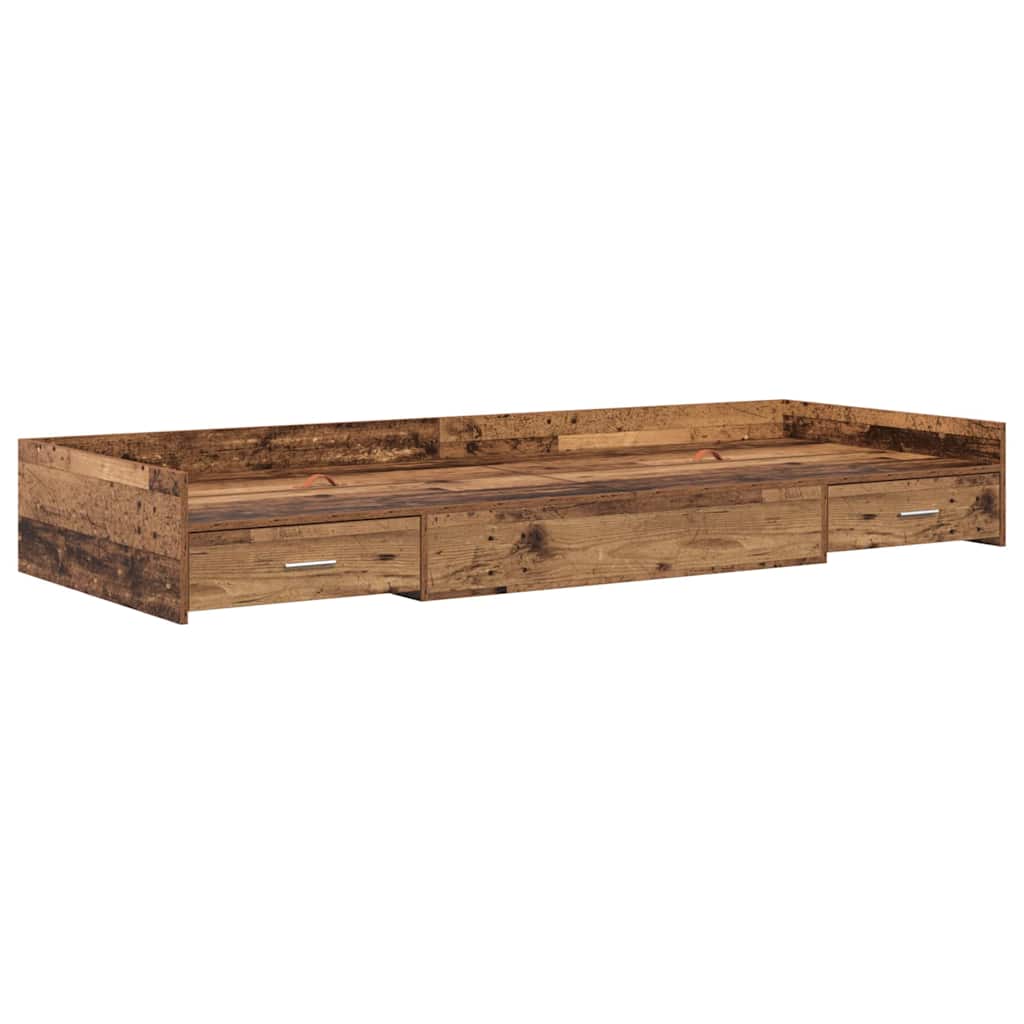 vidaXL Ramka łóżka Stare drewno 90 x 200 cm Materiał drewnopochodny